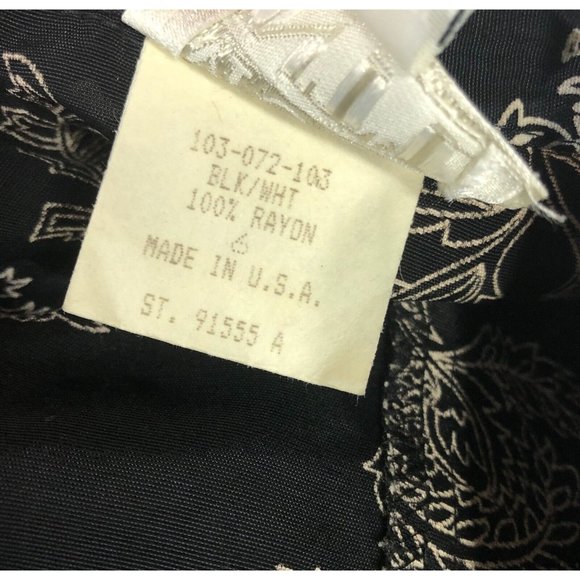 Moda Intl Long Size 6 Six Floral Boho Button Dress Rayon Made in USA Black White - Picture 8 of 12